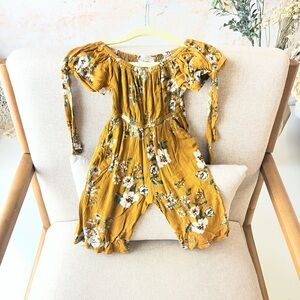 Mustard Floral Kids Romper